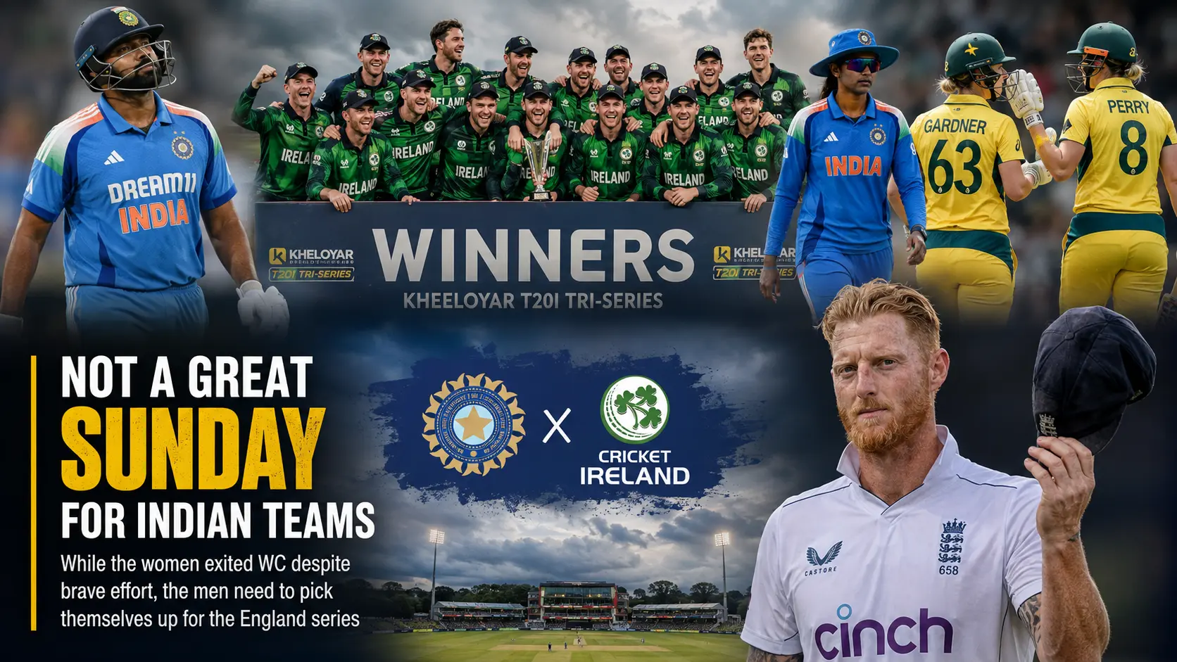 Ireland team celebrates with the trophy after winning the T20 series against India in Belfast